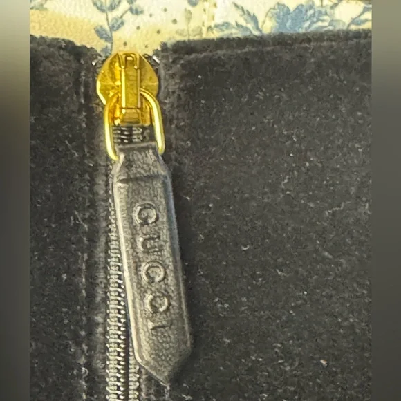 NWOB Gucci Marmont Double G Black Velvet Boots with GG Gold Logo size EU 38 1/2 - Picture 6 of 12